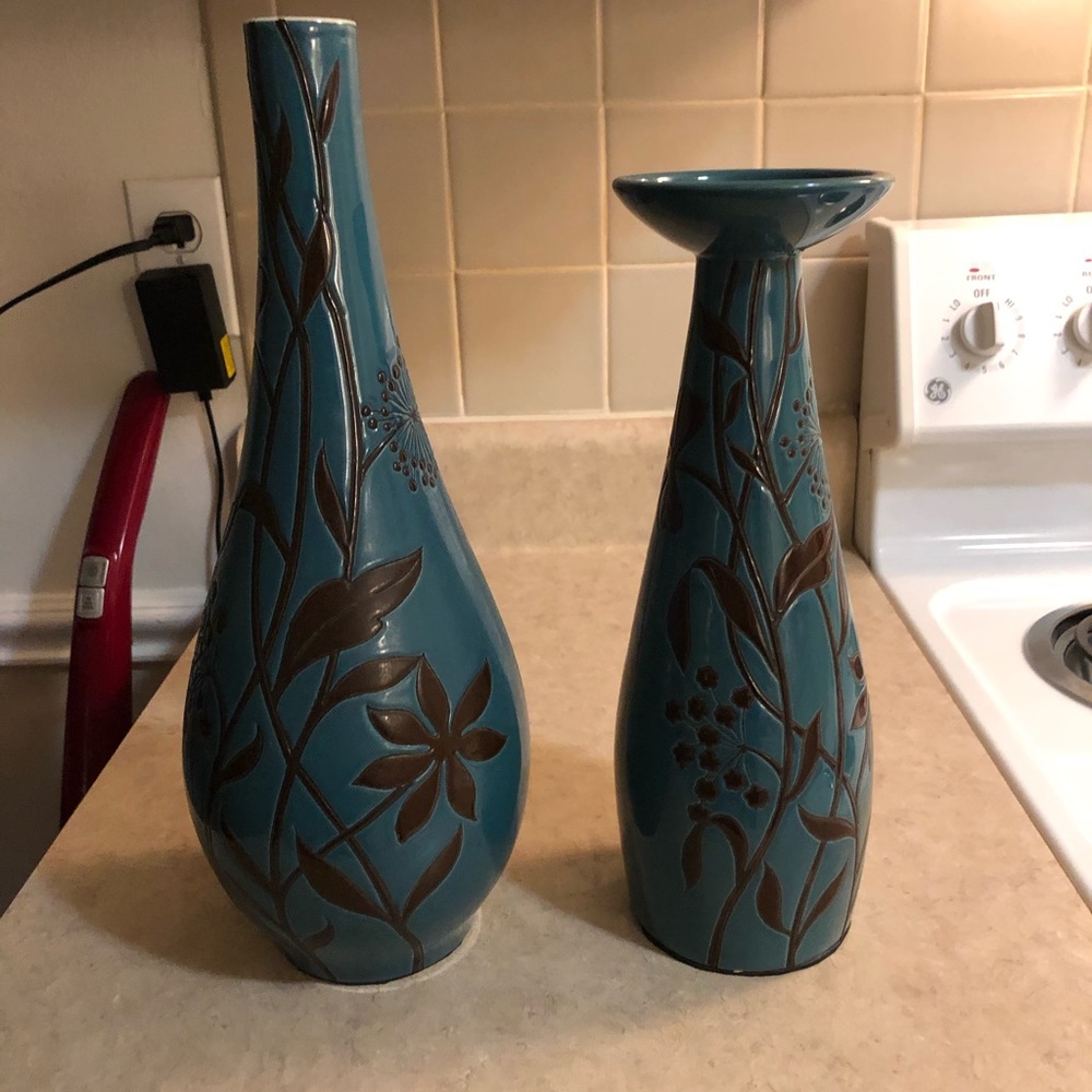 Flower vase and candle holder set